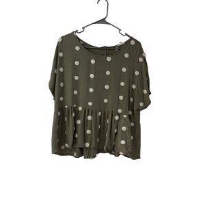 Blu Pepper Green Polka Dot Top - L - Flowy